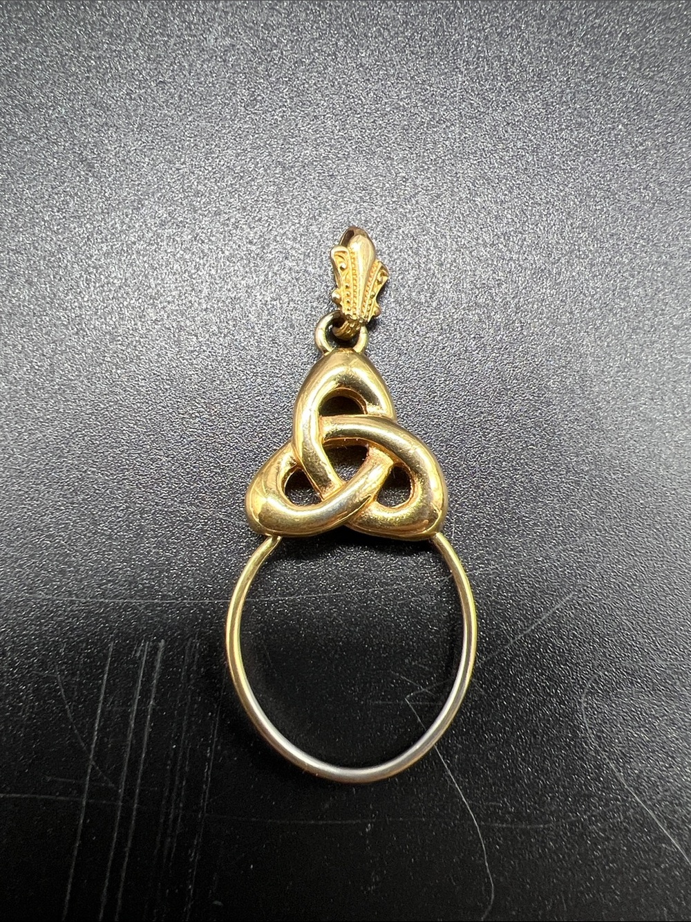 Monet Gold Tone Trinity Knot Charm Holder Pendant 1.5” Hinged Enhancer Vintage - Picture 3 of 9